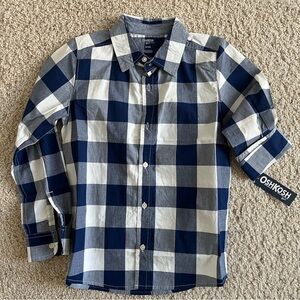 OshKosh Blue and White Plaid Shirt kids 12